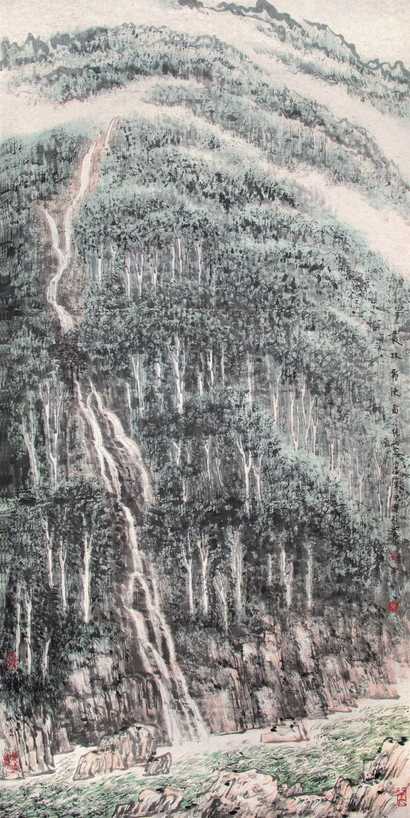 张仁芝 2002年作 丛林飞练图 镜心